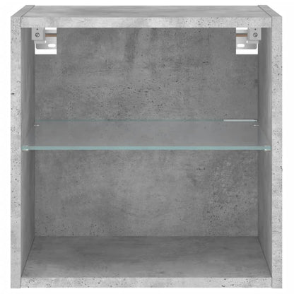 Bedside Cabinets with LED Lights Wall-mounted 2 pcs Concrete Grey