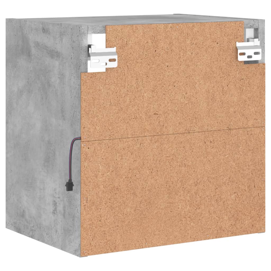 Bedside Cabinets with LED Lights Wall-mounted 2 pcs Concrete Grey