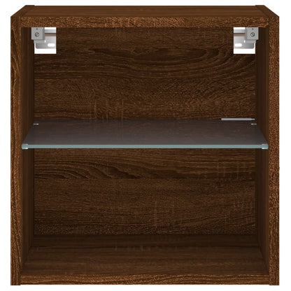 Bedside Cabinets with LED Lights Wall-mounted 2 pcs Brown Oak