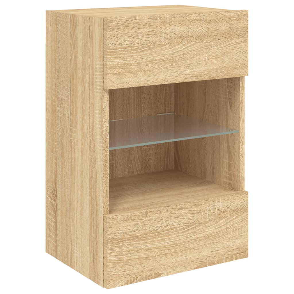 TV Wall Cabinet with LED Lights Sonoma Oak 40x30x60.5 cm