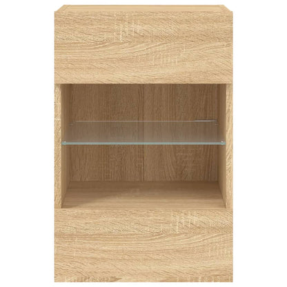 TV Wall Cabinets with LED Lights 2 pcs Sonoma Oak 40x30x60.5 cm