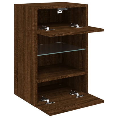 TV Wall Cabinet with LED Lights Brown Oak 40x30x60.5 cm