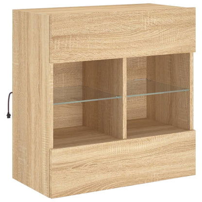 TV Wall Cabinet with LED Lights Sonoma Oak 58.5x30x60.5 cm