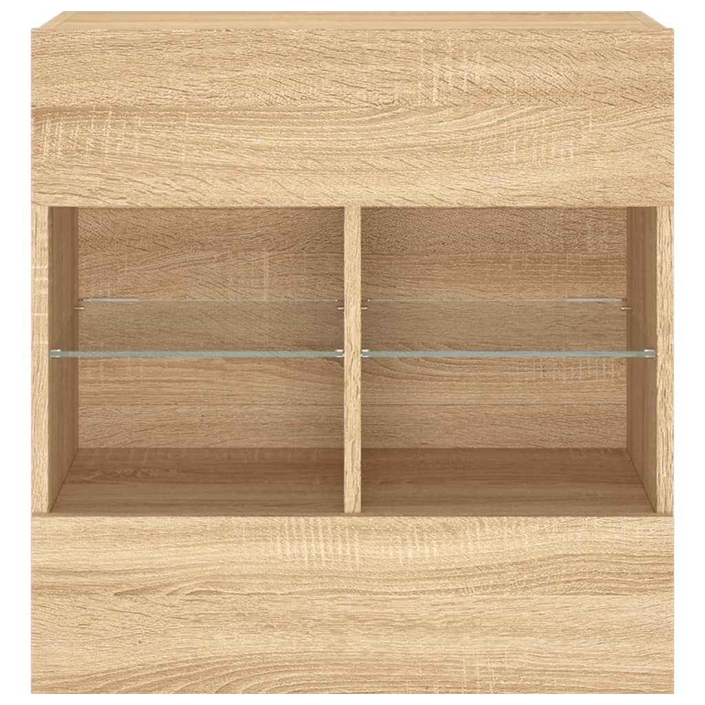 TV Wall Cabinet with LED Lights Sonoma Oak 58.5x30x60.5 cm