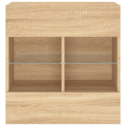 TV Wall Cabinet with LED Lights Sonoma Oak 58.5x30x60.5 cm