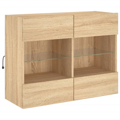 TV Wall Cabinet with LED Lights Sonoma Oak 78.5x30x60.5 cm