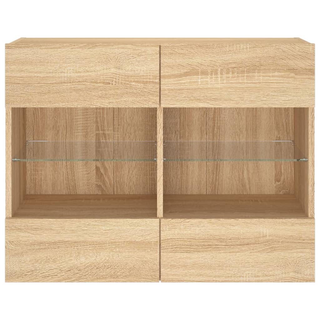 TV Wall Cabinet with LED Lights Sonoma Oak 78.5x30x60.5 cm