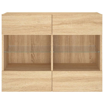 TV Wall Cabinet with LED Lights Sonoma Oak 78.5x30x60.5 cm