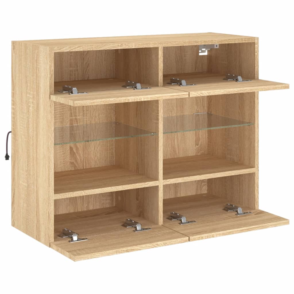 TV Wall Cabinet with LED Lights Sonoma Oak 78.5x30x60.5 cm