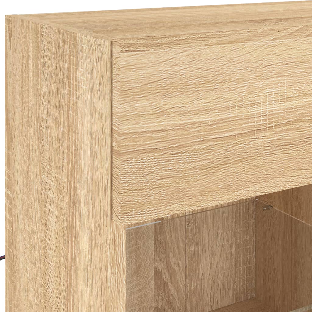 TV Wall Cabinet with LED Lights Sonoma Oak 78.5x30x60.5 cm