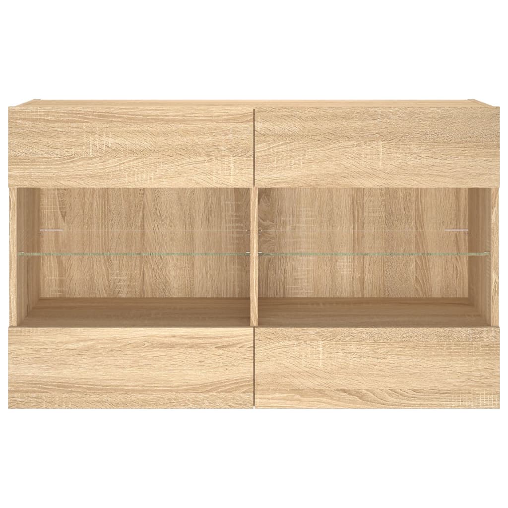 TV Wall Cabinet with LED Lights Sonoma Oak 98.5x30x60.5 cm