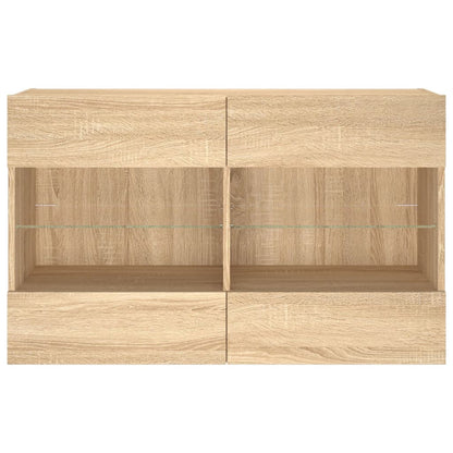 TV Wall Cabinet with LED Lights Sonoma Oak 98.5x30x60.5 cm