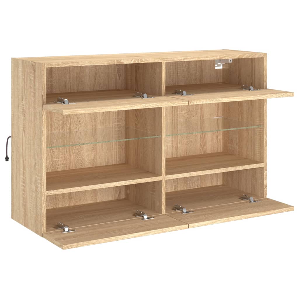 TV Wall Cabinet with LED Lights Sonoma Oak 98.5x30x60.5 cm