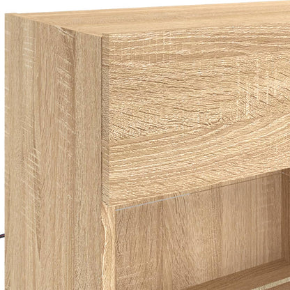 TV Wall Cabinet with LED Lights Sonoma Oak 98.5x30x60.5 cm