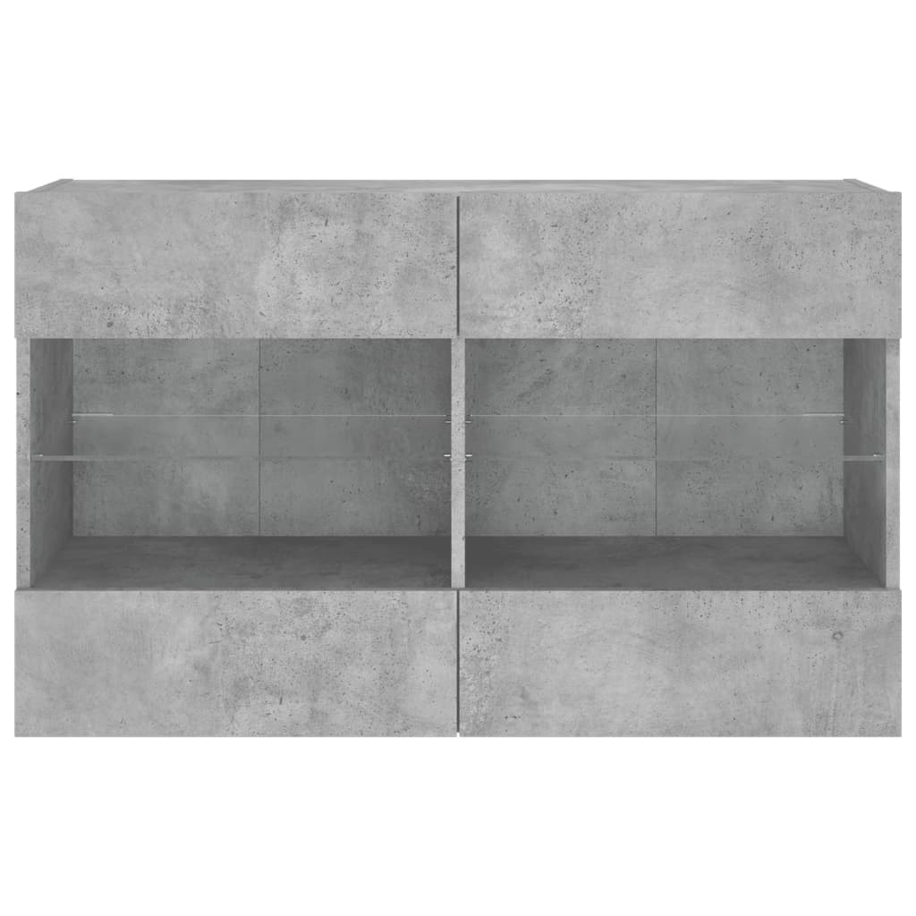 TV Wall Cabinet with LED Lights Concrete Grey 98.5x30x60.5 cm