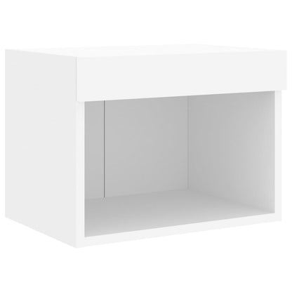 Bedside Cabinet with LED Lights Wall-mounted White