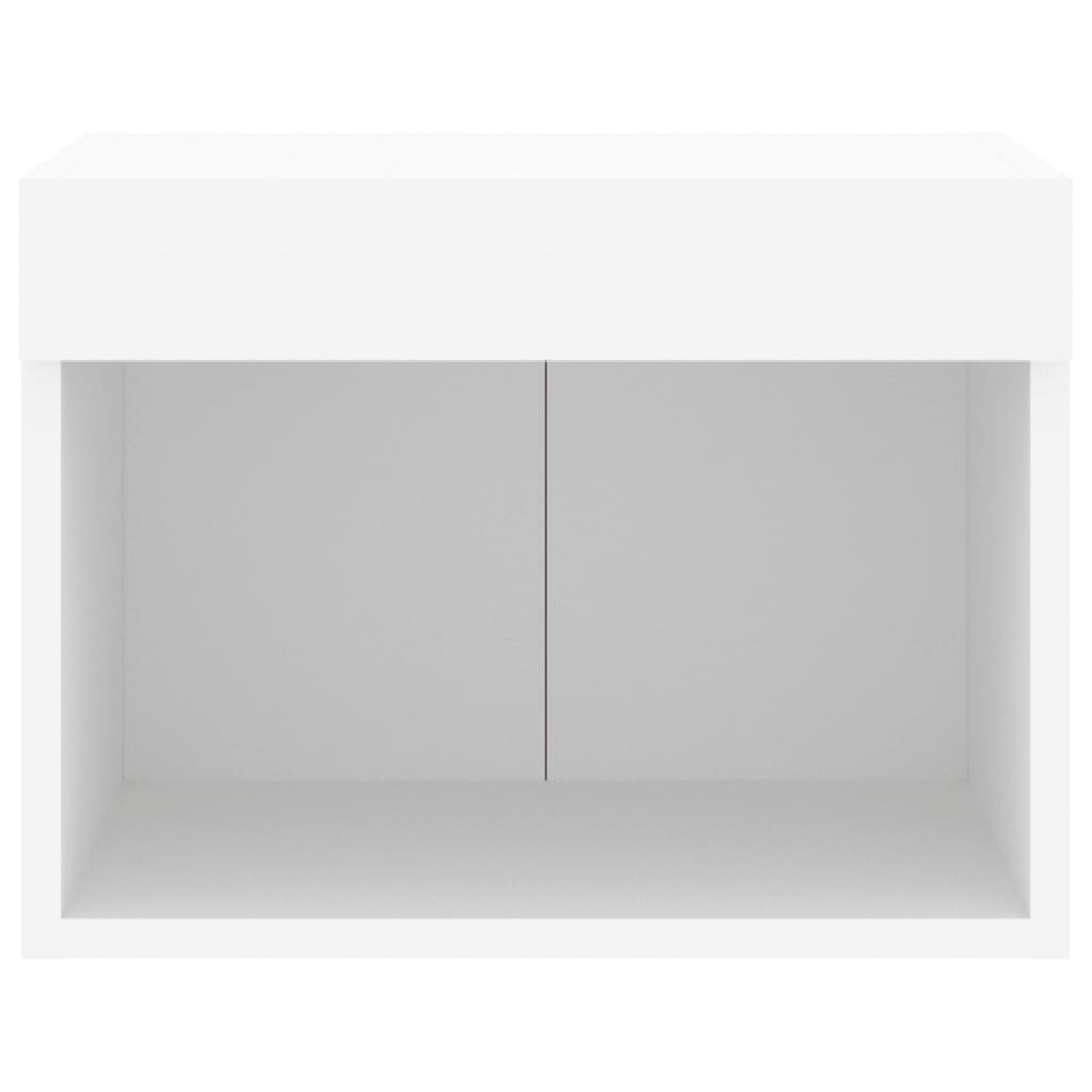 Bedside Cabinet with LED Lights Wall-mounted White