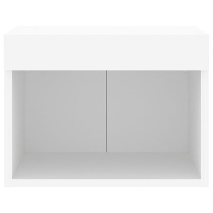 Bedside Cabinet with LED Lights Wall-mounted White