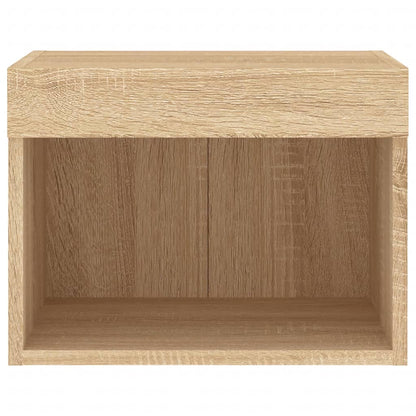 Bedside Cabinet with LED Lights Wall-mounted Sonoma Oak