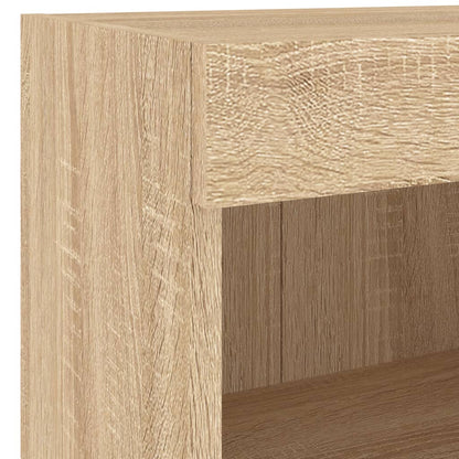 Bedside Cabinet with LED Lights Wall-mounted Sonoma Oak