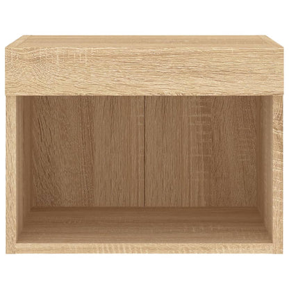 Bedside Cabinets with LED Lights Wall-mounted 2 pcs Sonoma Oak