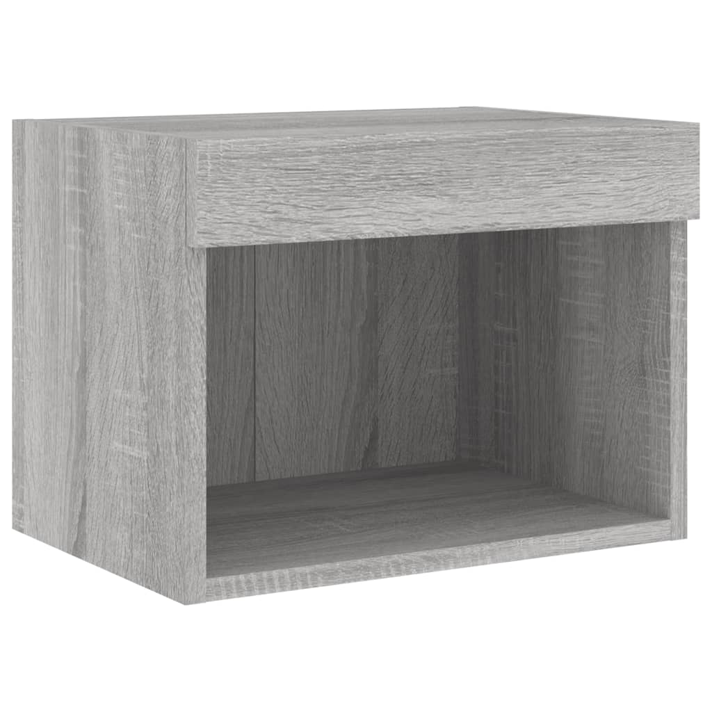 Bedside Cabinet with LED Lights Wall-mounted Grey Sonoma