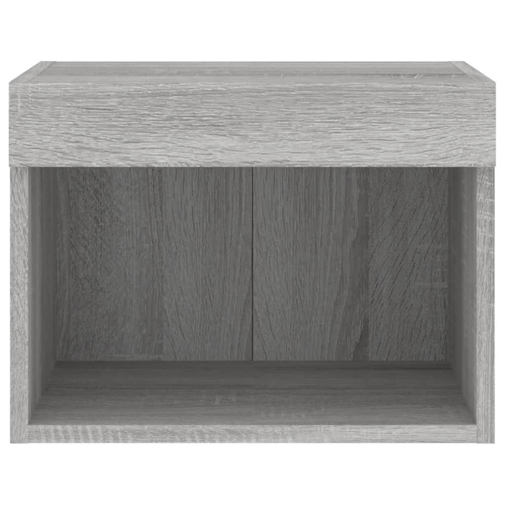 Bedside Cabinet with LED Lights Wall-mounted Grey Sonoma