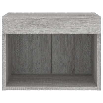 Bedside Cabinet with LED Lights Wall-mounted Grey Sonoma