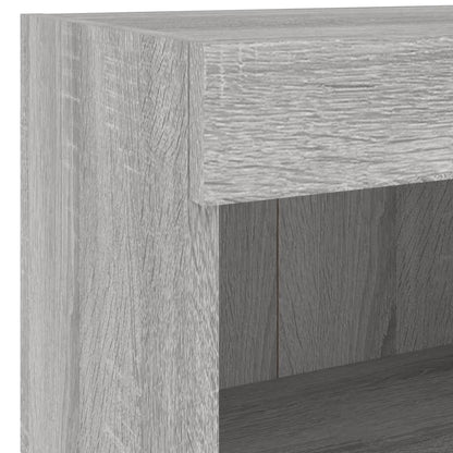 Bedside Cabinet with LED Lights Wall-mounted Grey Sonoma