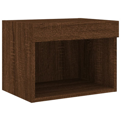 Bedside Cabinets with LED Lights Wall-mounted 2 pcs Brown Oak