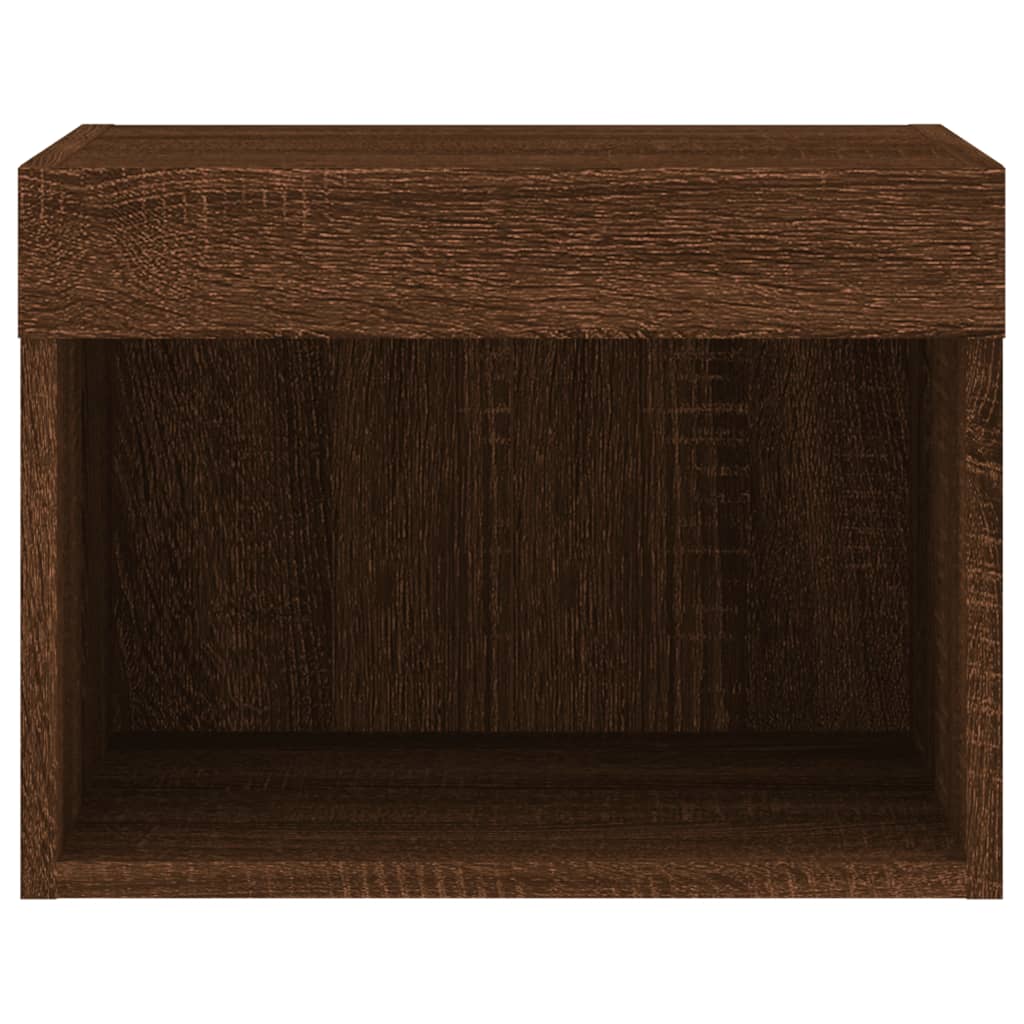 Bedside Cabinets with LED Lights Wall-mounted 2 pcs Brown Oak