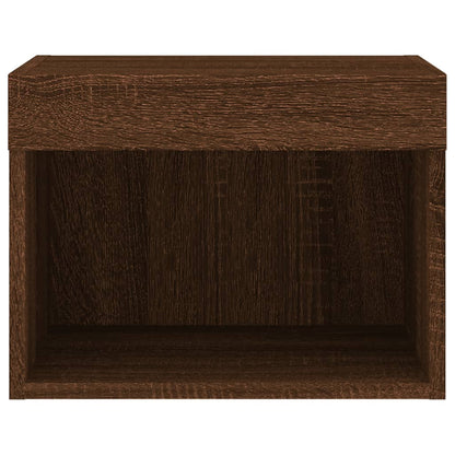 Bedside Cabinets with LED Lights Wall-mounted 2 pcs Brown Oak