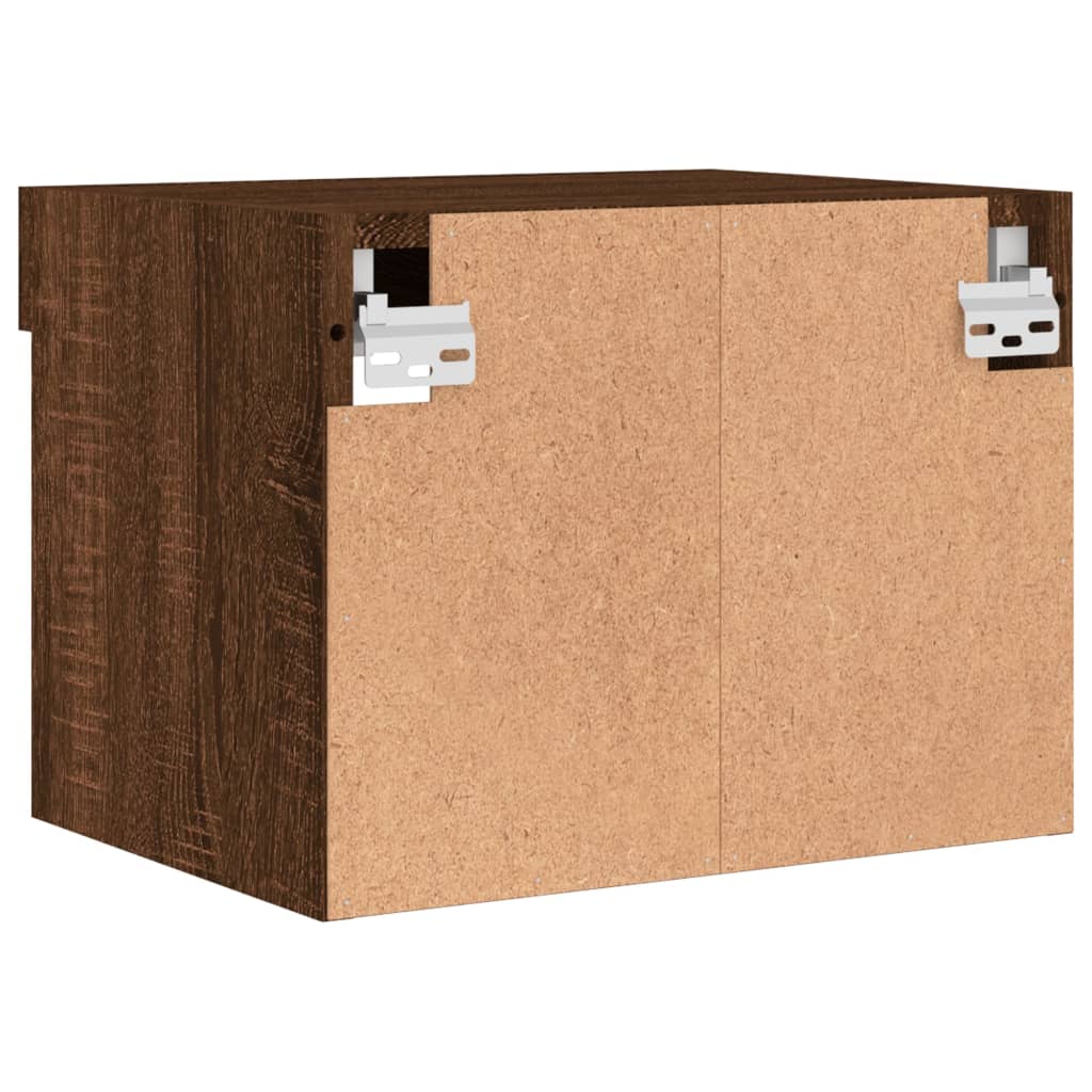 Bedside Cabinets with LED Lights Wall-mounted 2 pcs Brown Oak