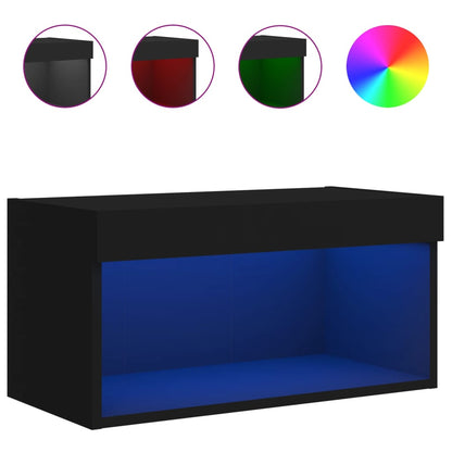 TV Cabinet with LED Lights Black 60x30x30 cm