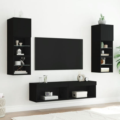 TV Cabinet with LED Lights Black 60x30x30 cm