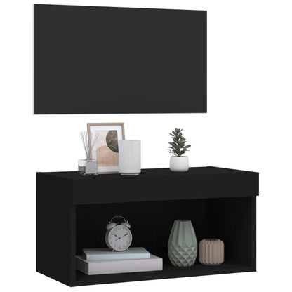 TV Cabinet with LED Lights Black 60x30x30 cm