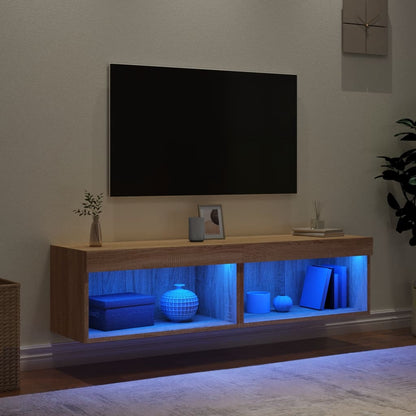 TV Cabinets with LED Lights 2 pcs Sonoma Oak 60x30x30 cm