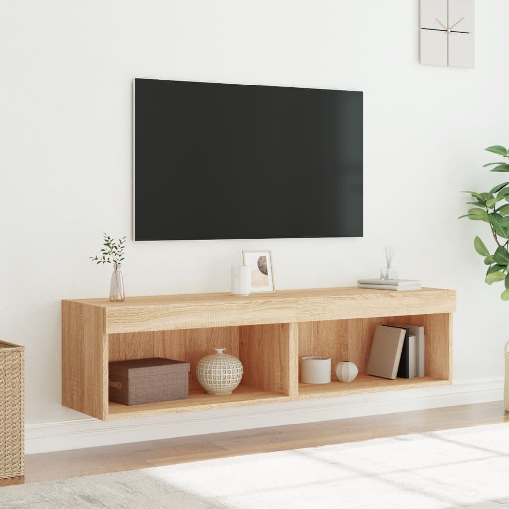 TV Cabinets with LED Lights 2 pcs Sonoma Oak 60x30x30 cm