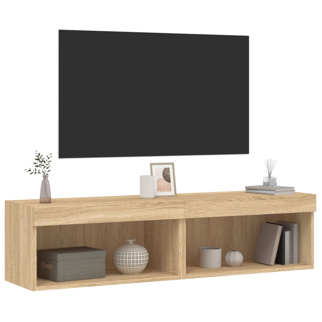 TV Cabinets with LED Lights 2 pcs Sonoma Oak 60x30x30 cm