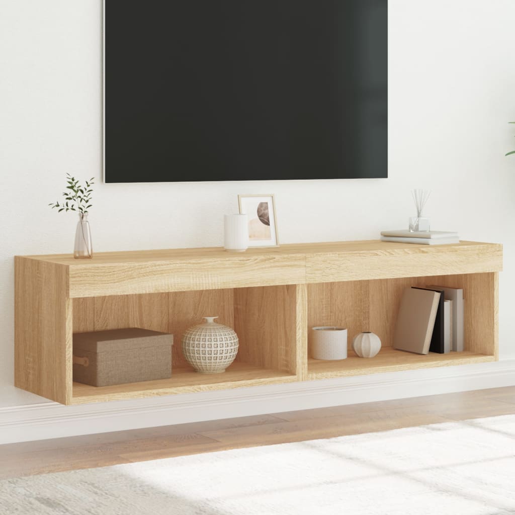 TV Cabinets with LED Lights 2 pcs Sonoma Oak 60x30x30 cm