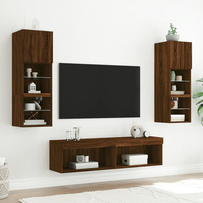 TV Cabinet with LED Lights Brown Oak 60x30x30 cm