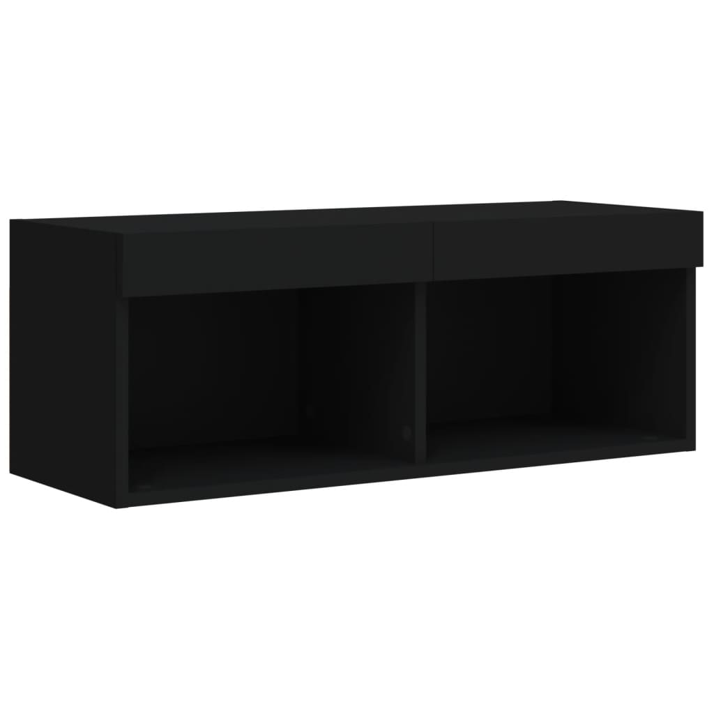 TV Cabinet with LED Lights Black 80x30x30 cm