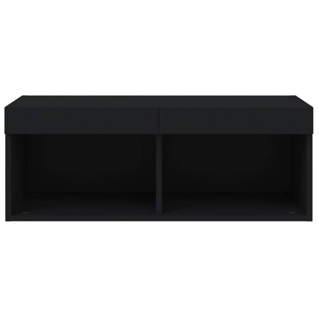 TV Cabinet with LED Lights Black 80x30x30 cm