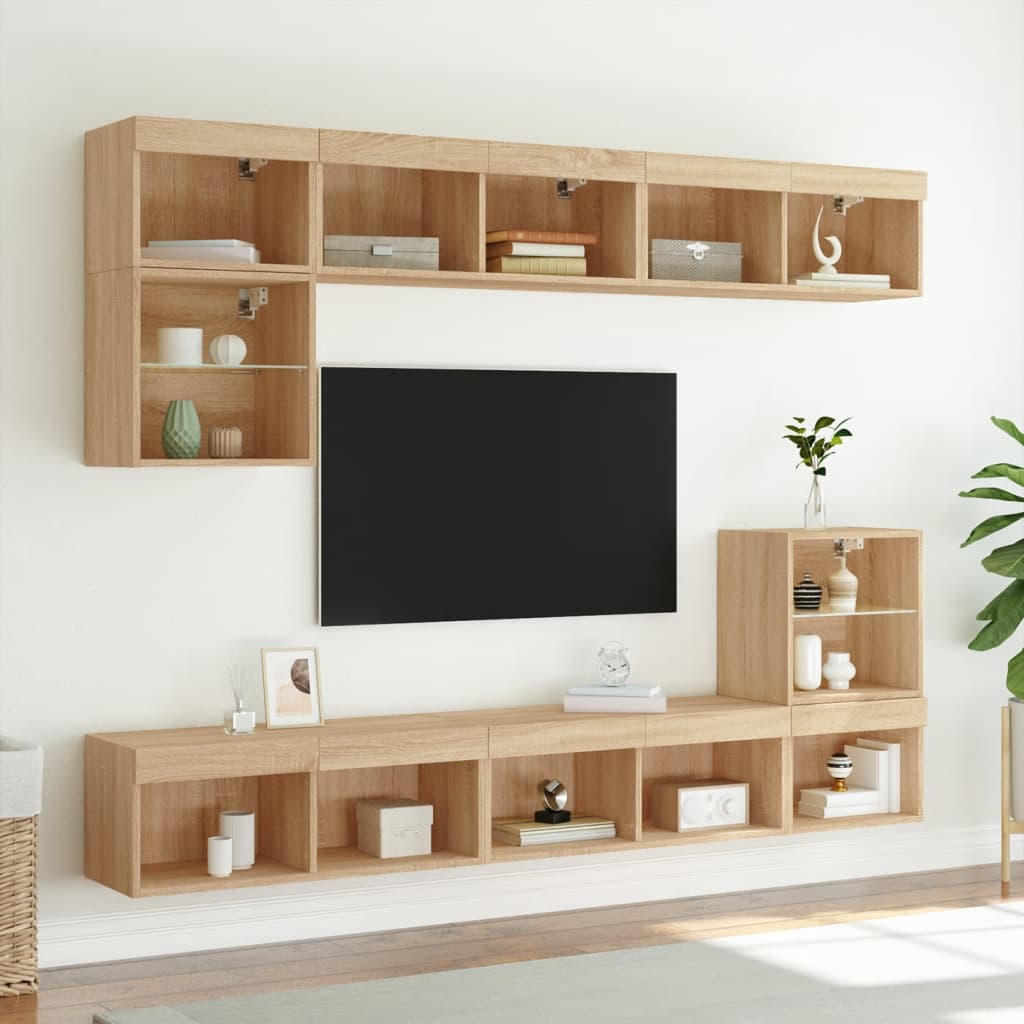 TV Cabinet with LED Lights Sonoma Oak 80x30x30 cm