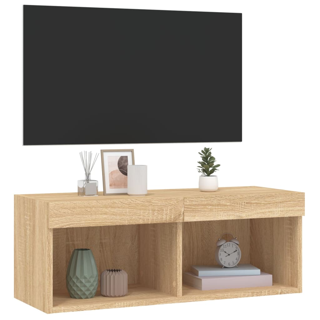 TV Cabinet with LED Lights Sonoma Oak 80x30x30 cm