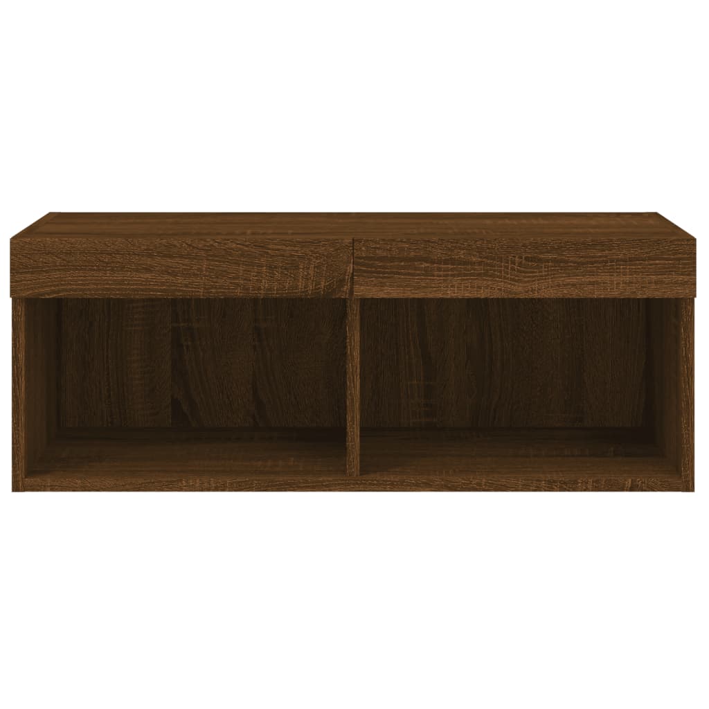 TV Cabinet with LED Lights Brown Oak 80x30x30 cm