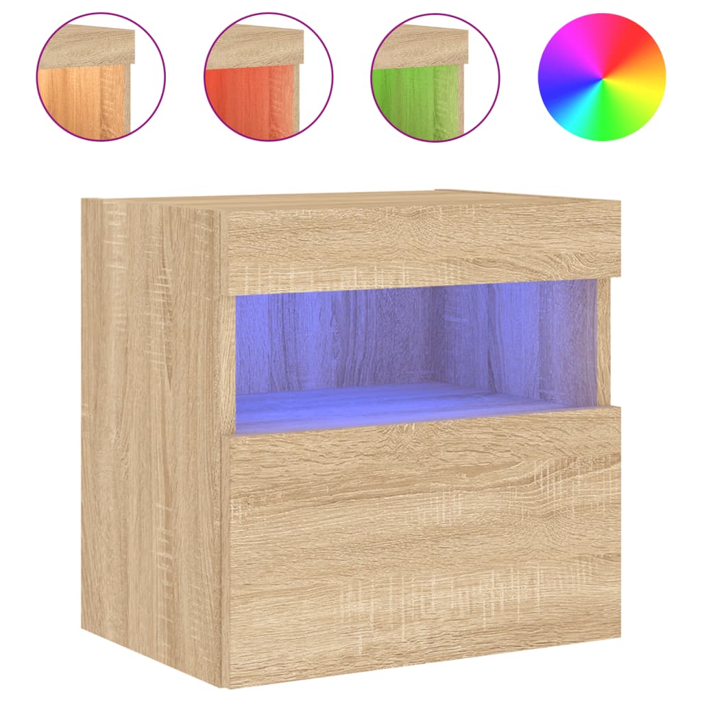 TV Wall Cabinet with LED Lights Sonoma Oak 40x30x40 cm