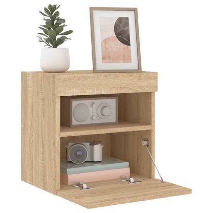 TV Wall Cabinet with LED Lights Sonoma Oak 40x30x40 cm