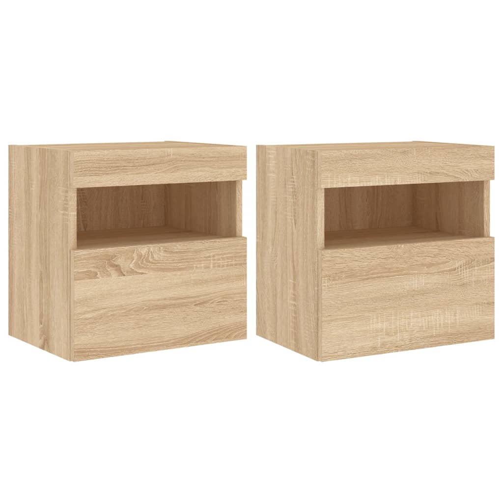 TV Wall Cabinets with LED Lights 2 pcs Sonoma Oak 40x30x40 cm