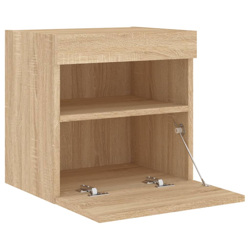 TV Wall Cabinets with LED Lights 2 pcs Sonoma Oak 40x30x40 cm